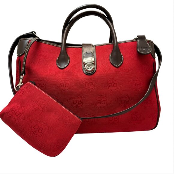 Dooney & Bourke Double Handle-Tote Satchel Donegal Crest Red-Brown Bag - Picture 5 of 12